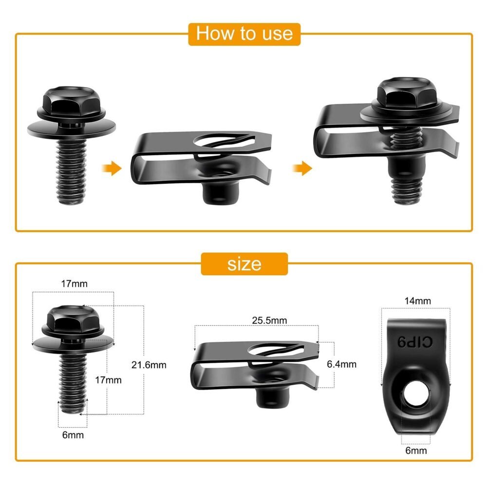 35PCS Engine Under Cover Splash Shield Guard Body Bolts Bumper Fender Liner Push Retainer Fastener Rivet Clips , black - Image 2