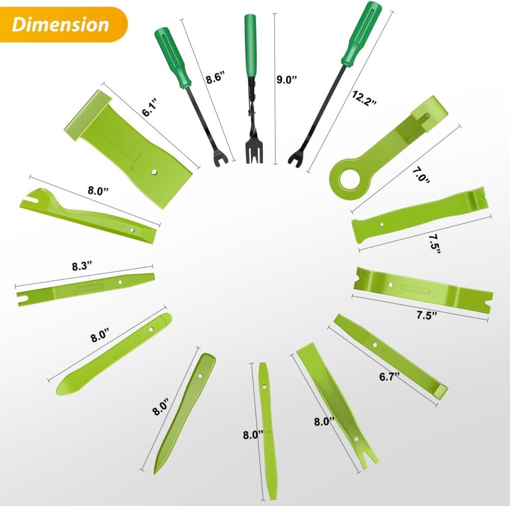 102Pcs Trim Removal Tool, Auto Push Pin Nylon Bumper Retainer Clip Set Fastener Terminal Remover Tool Round Handle Crowbar Kit Car/Radio Panel, Green - Image 2