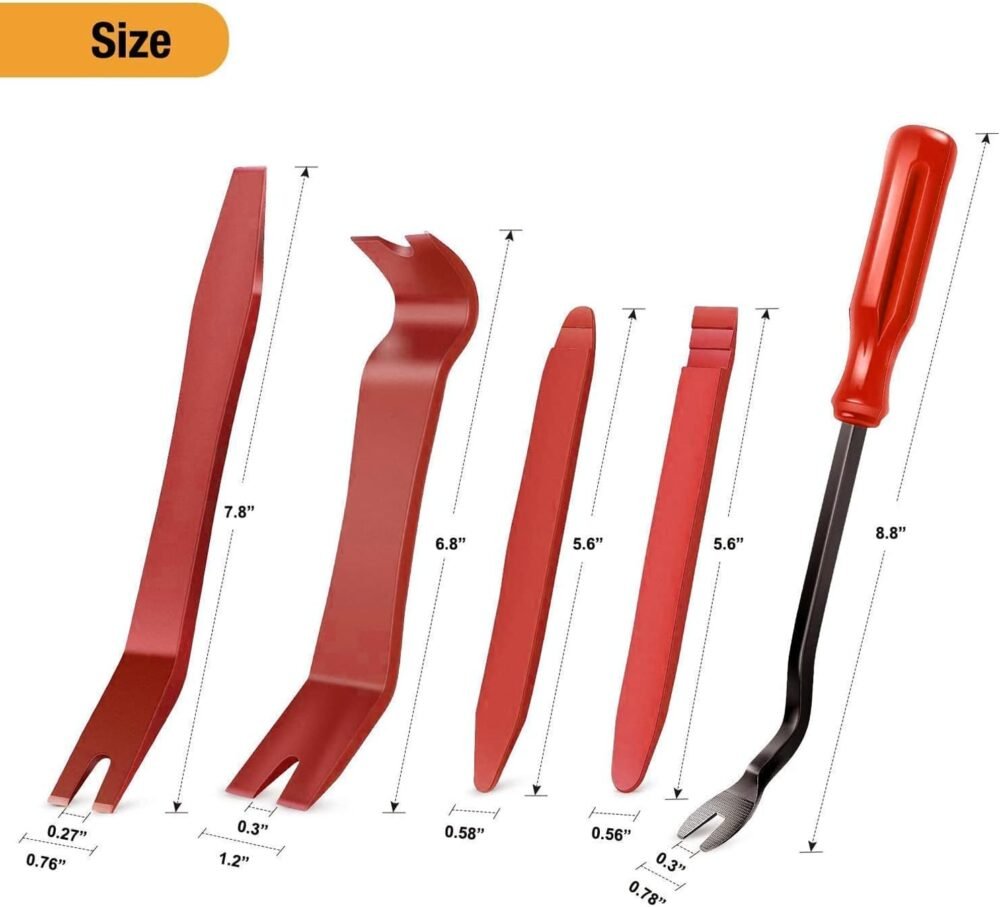 5 PCS Nylon Auto Trim Removal Tool Kit No-Scratch Removal Tool Kit for Car Panel & Audio Dashboard Dismantle Red - Image 2