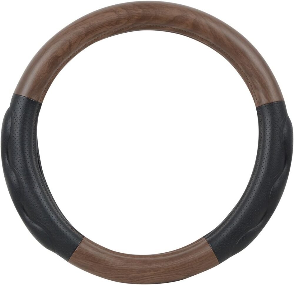 Matte natural dark wood Steerling Wheel Cover