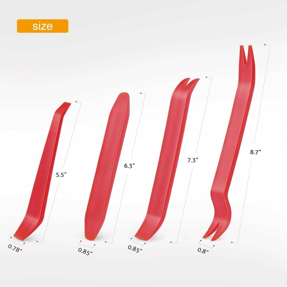 Auto Trim Removal Tool Kit No-Scratch Tool Kit for Car Audio Dash Window Molding-4PCS (Red) - Image 2
