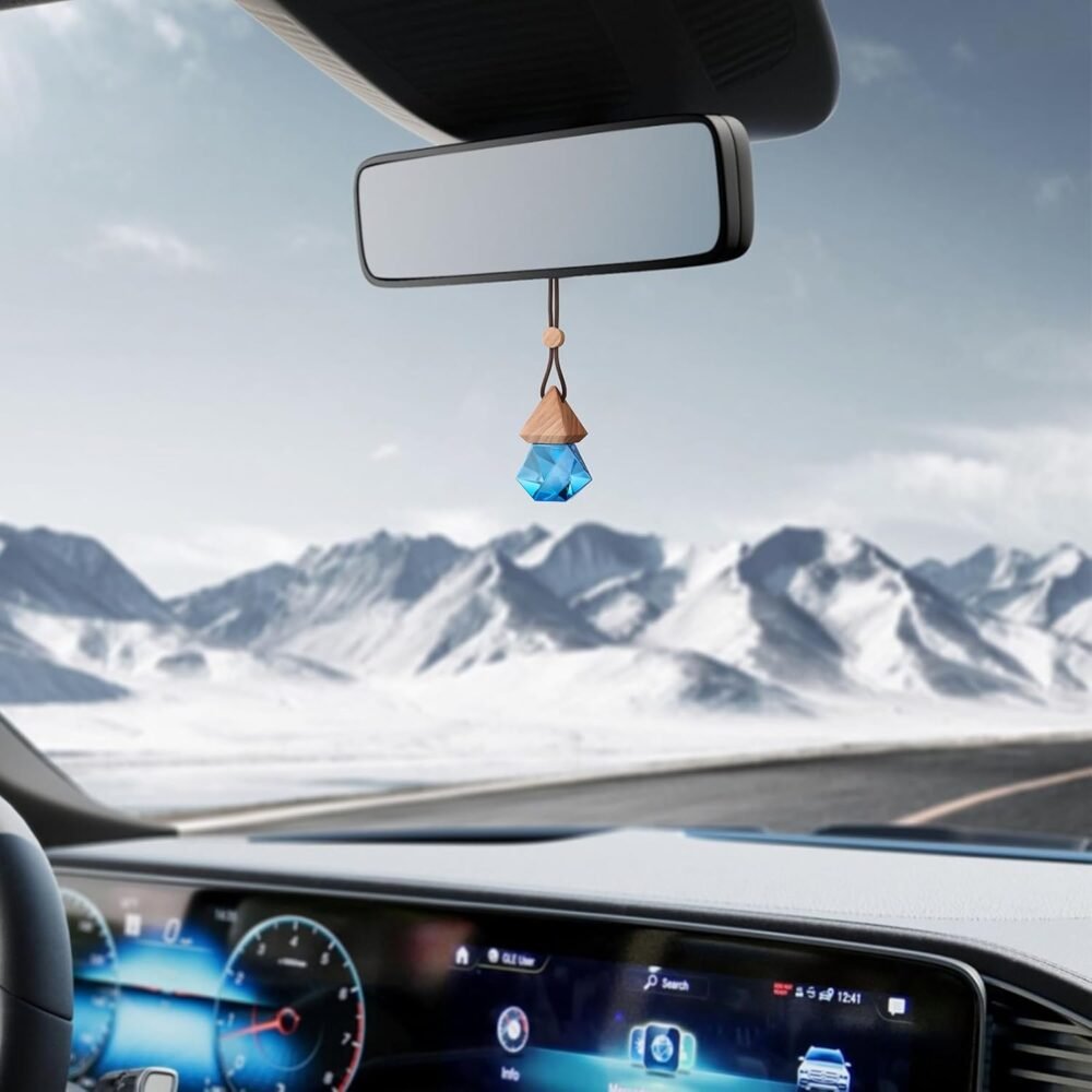 Car Air Freshener Hanging, 2 Pcs Blue Ocean Scent Drift Car Air Freshener, Wooden Fragrance Expanding Bottle Cap, 10ml Per Bottle, Used for Car Decoration and Fresh Air (Ocean) - Image 2