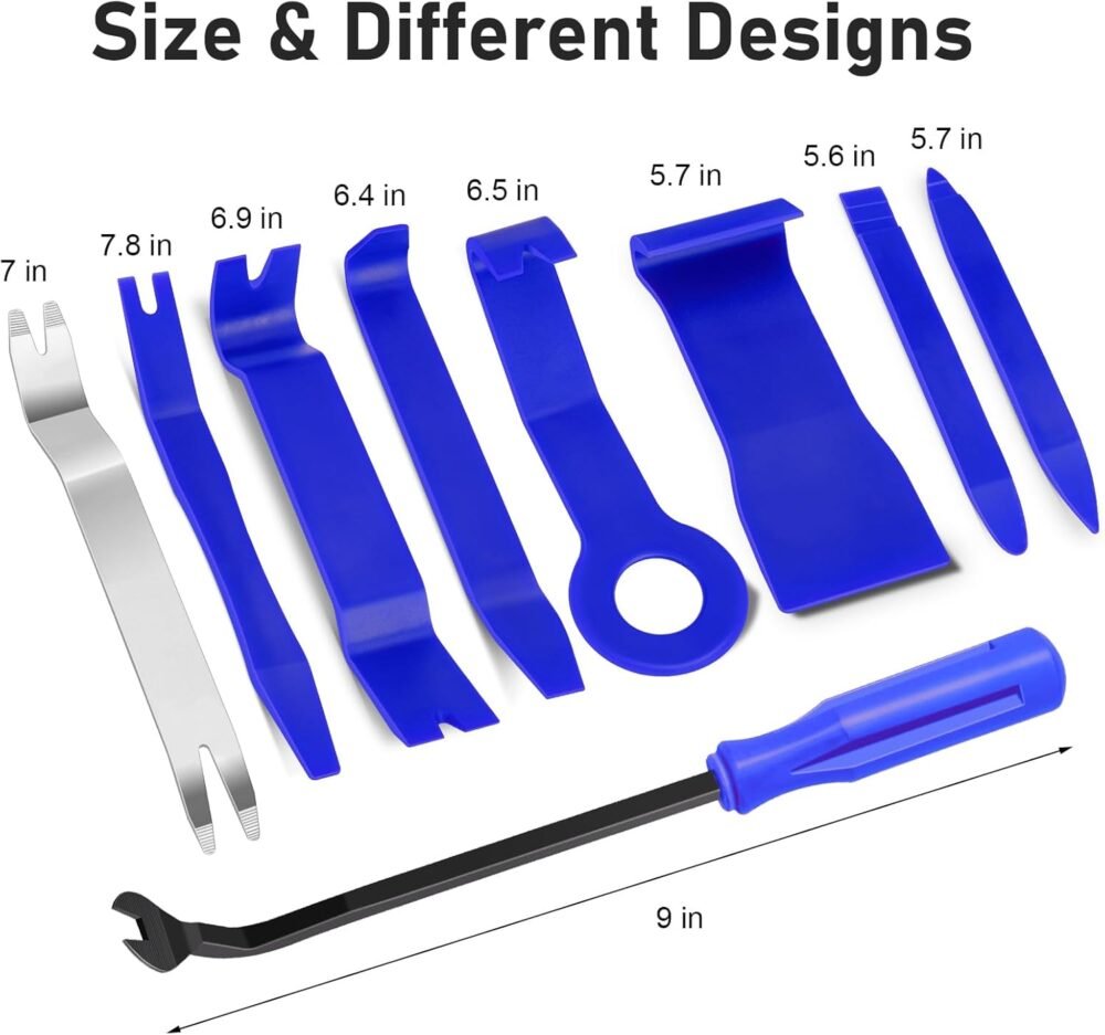 Auto Trim Removal Tool Set Door Clip Panel Removal Tool Set Car Pry Tool with Fastener Remover for Car Dash Radio Audio Installer Pry Tool 9PCS - Image 2