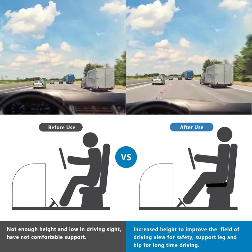 Super Thicken Leather Car Seat Cushion for Adults - Portable Angle Lift Seat Pad with Breathable Cover, Handle, and Buckle - Ideal for Trucks, SUVs, and Office Chairs - Image 2