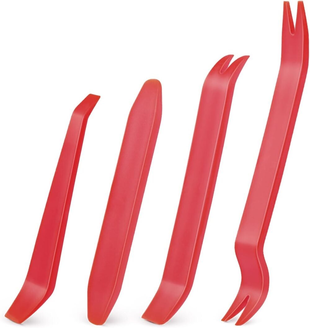 Auto Trim Removal Tool Kit No-Scratch Tool Kit for Car Audio Dash Window Molding-4PCS (Red)