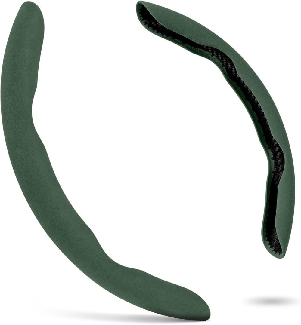 Steering Wheel Cover, Non- Slip Segmented Car Steering Wheel Cover, Steering Wheel Cover Men & Women, Universal 99% Car Wheel Cover Protector (Dark Green-Regular Style)