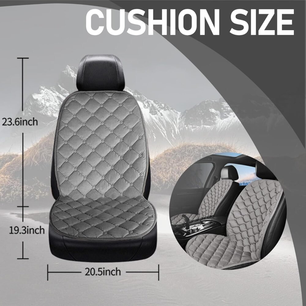 Driver or Passenger Side Seat Cushion for Full Back and Seat Comfortable Seat Cover with Full Back, Universal Seat Cushion for Seat in Winter-Gray - Image 2