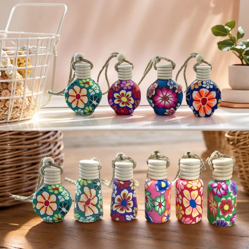 20Pcs 15ml Glass Car Diffuser Bottles Empty Bulk,Hanging Car Diffusers for Essential Oils,Refillable Car Air Freshener for Fragrance Perfume Aromatherapy with Flowers Women Home Decor,Color Random - Image 2