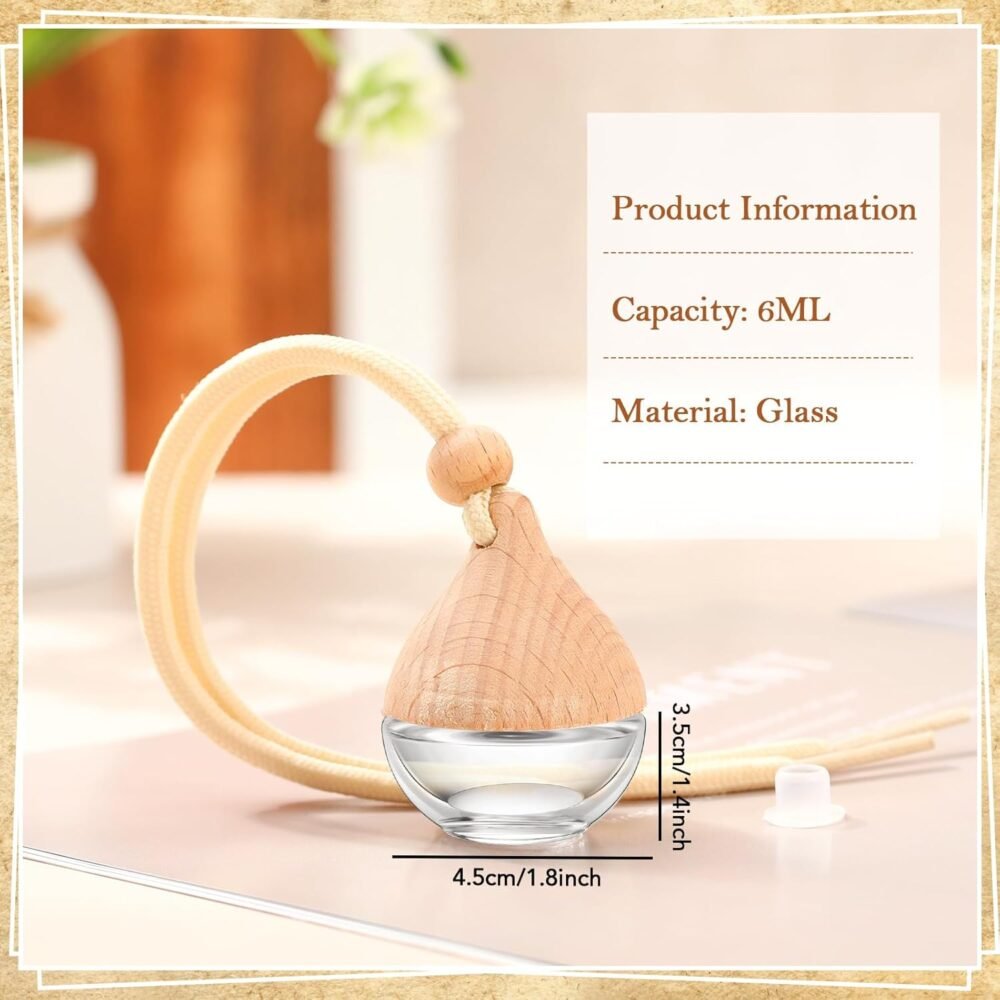 50 Pcs Car Essential Oil Hanging Bottle Empty Glass Diffuser Bottles Refillable Car Air Freshener Perfume Pendant Aromatherapy Fragrance Ornament Decor(Simple Style) - Image 2