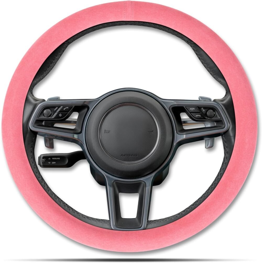 Car Steering Wheel Cover, Anti-Slip, Comfortable Grip, Breathable, Durable, Full Surround, Universal Fit Car Interior - Pink - Regular Style
