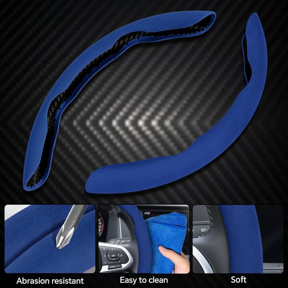 Steering Wheel Cover, Non- Slip Segmented Car Steering Wheel Cover, Steering Wheel Cover Men & Women, Universal 99% Car Wheel Cover Protector (Blue-Regular Style) - Image 2
