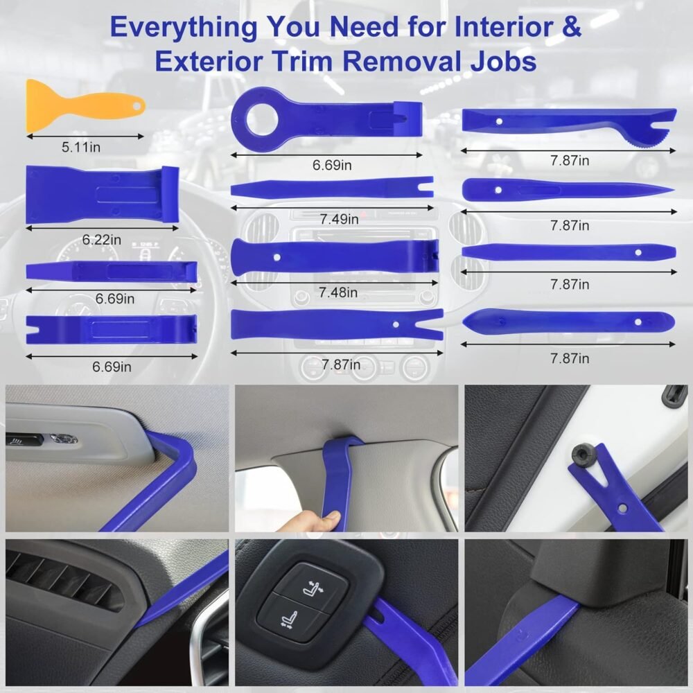 250 PCS Trim Removal Tool Kit Automotive Tools Auto Removal Set for Car Panel Dashboard Radio Puller Tool Plastic Pry Tools Clip Pliers/Fastener Pry Tool with Storage Bag (Blue) - Image 2