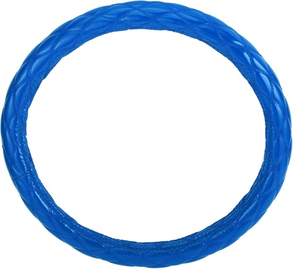 Universal Car Steering Wheel Cover Steering Wheel Protective Sleeve, for 47.5-48.9cm, Sweatproof, Faux Leather Rubber, Blue