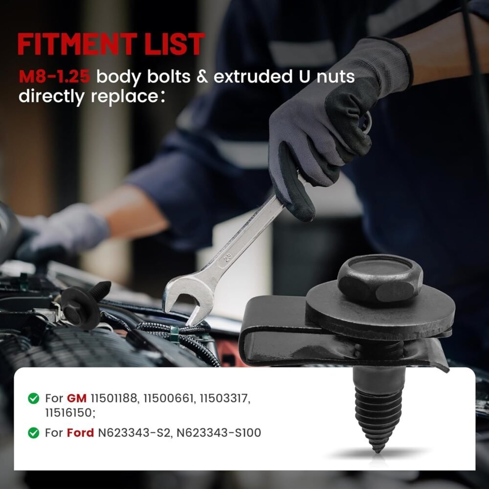 Body Bolts & Extruded U Nuts Kits for  Ford Chevy Buick Chrysler Cadillac Bumper Fender Liner Push Retainer Fastener Clips Replace - Image 2
