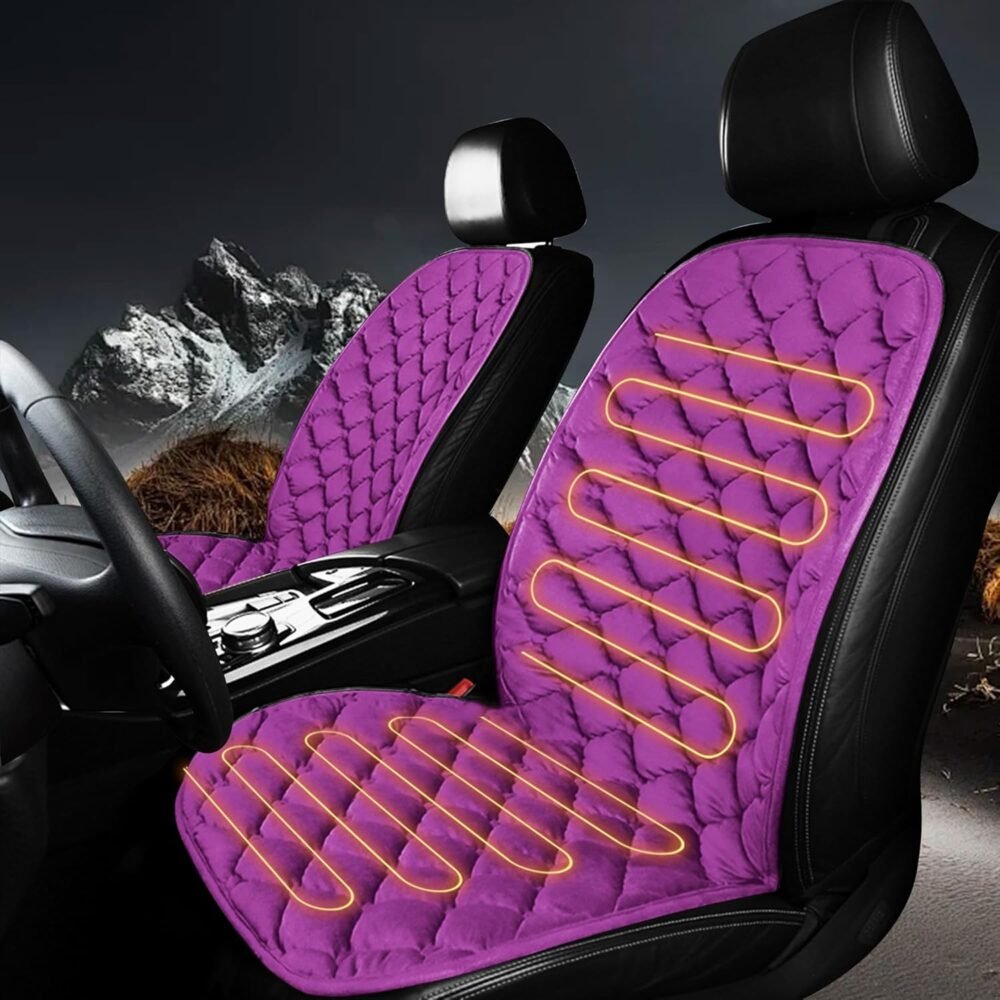 Driver or Passenger Side Seat Cushion for Full Back and Seat Comfortable Seat Cover with Full Back, Universal Seat Cushion for Seat in Winter-Purple