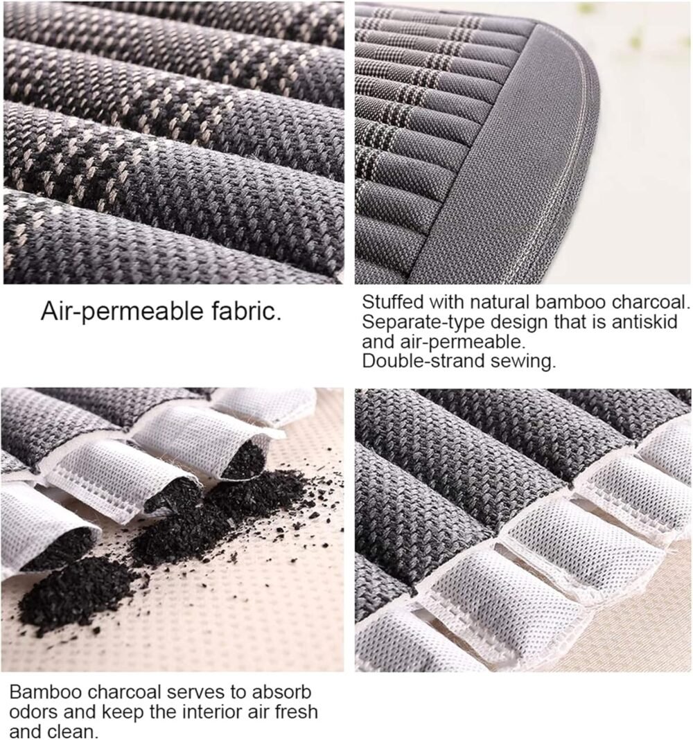 Car Seat Cushion,Car Seat Cover Universal Bottom Driver Pad,Bamboo Charcoal Comfortable and Breathable Fabric Seat Cushion with Storage Pouch,Fit for Trucks Vans Cars SUV (2PC Gray) - Image 2