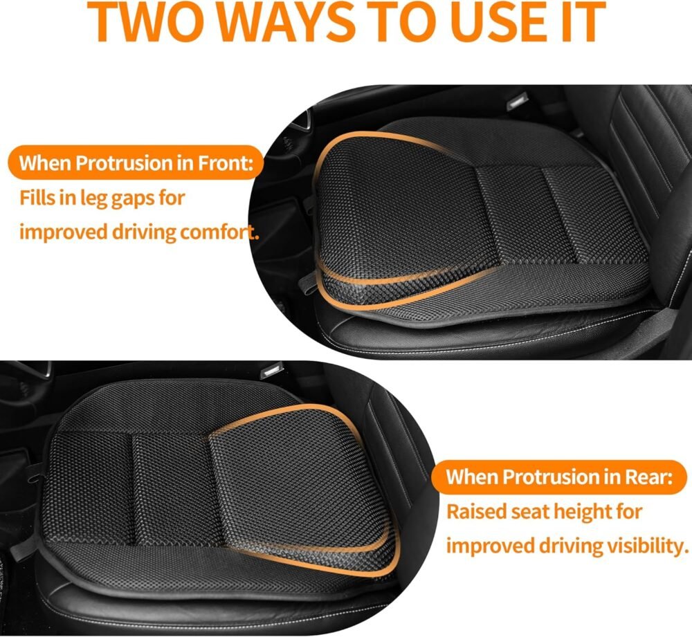 Car Seat Cushion - Memory Foam Car Seat Pad with Breathable Mesh, Relief Back Pain, Universal Fit, Easy to Install, Cushion Set for SUV/Truck/Car – Black - Image 2