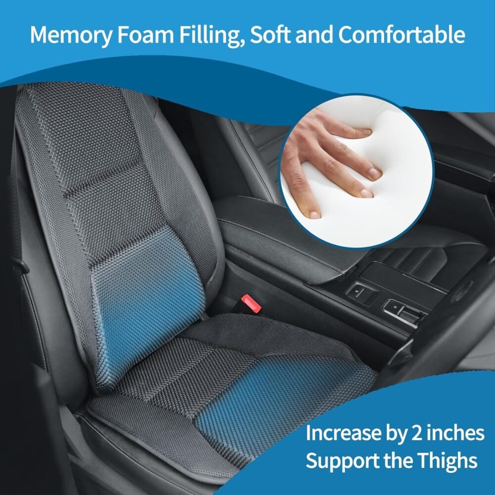 Car Seat Cushion for Car Seat Driver - Comfortable Memory Foam Car Seat Pad for Butt Pain & Back Pain Relief - Universal for Most Seats in Cars, SUVs, Trucks, Etc. - Image 2